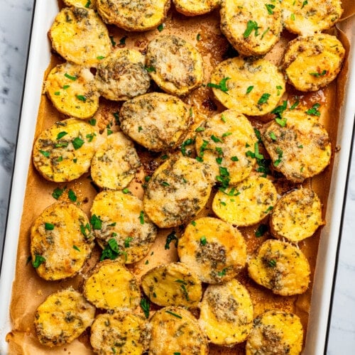 Parmesan Crusted Potatoes | Diethood