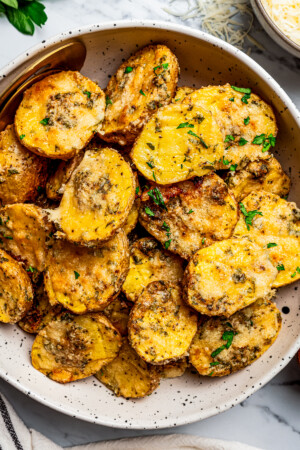 Parmesan Crusted Potatoes | Diethood