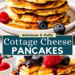 Cottage cheese pancakes Pinterest image.