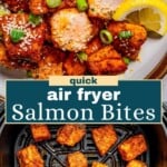 Air Fryer Salmon Bites long Pinterest image.