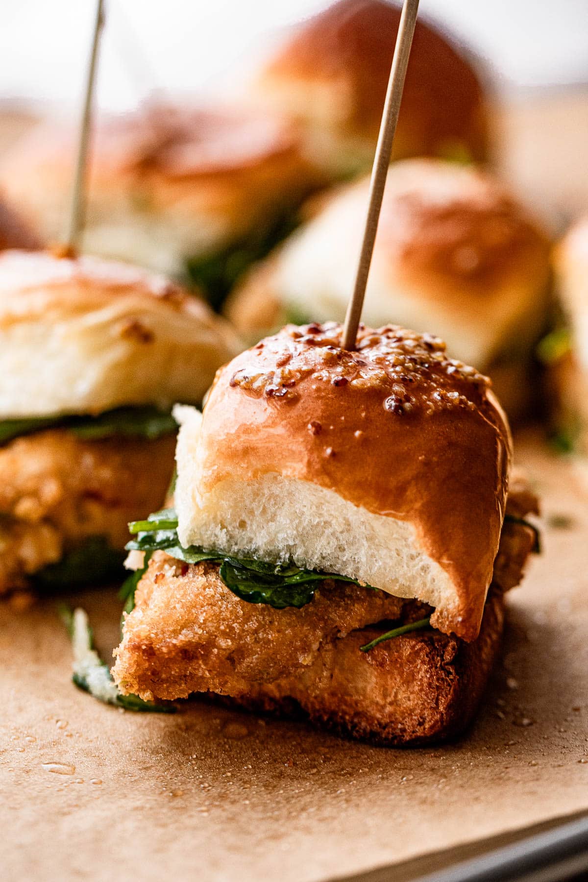 A slider with a crab cake.