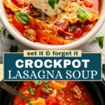 Crockpot lasagna soup Pinterest image.