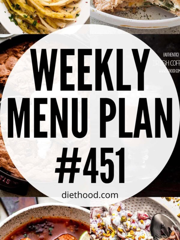 Weekly Menu Plan 451 six image collage Pinterest image.