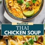 Thai chicken noodle soup Pinterest image.