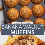Banana walnut muffins Pinterest image.