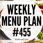 Weekly Menu Plan 455 six image collage Pinterest image.