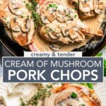 Cream of mushroom pork chops Pinterest image.