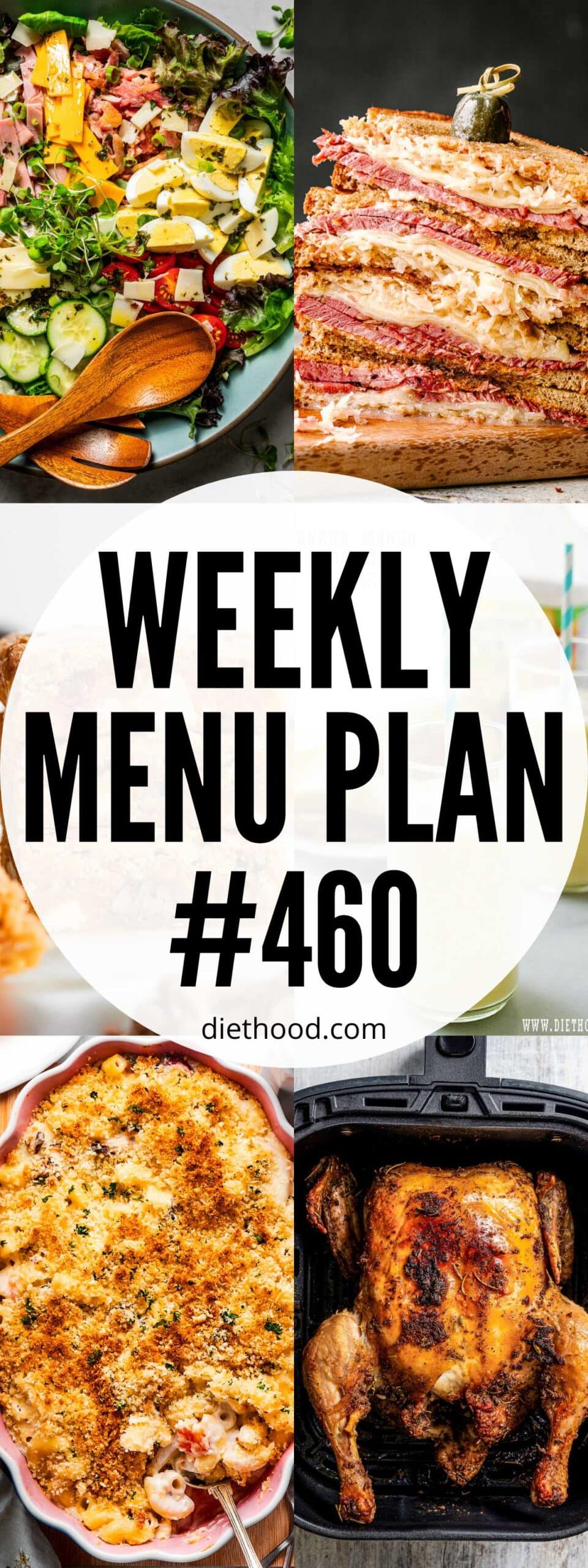 Weekly Menu Plan 460 six image collage Pinterest image.