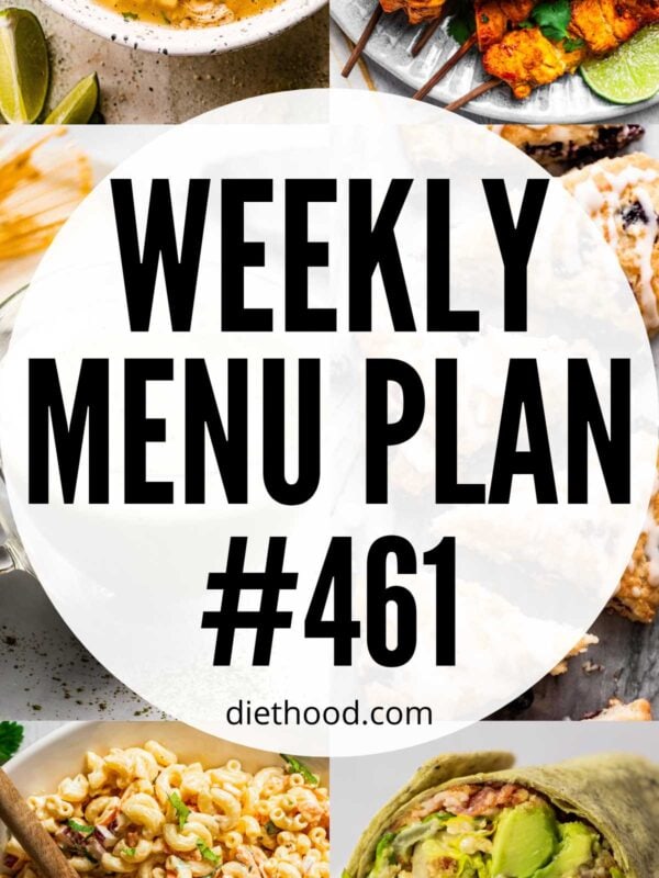Weekly Menu Plan 461 six image collage Pinterest image.