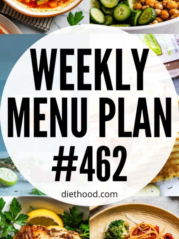 Weekly Menu Plan 462 six image collage Pinterest image.