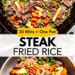 Steak fried rice Pinterest image.