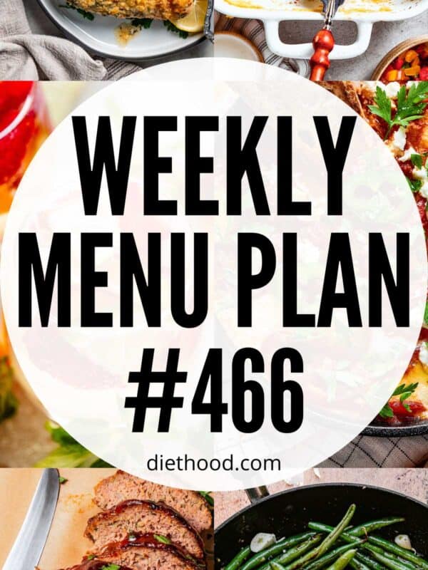 Weekly Menu Plan 466 six image collage Pinterest image.
