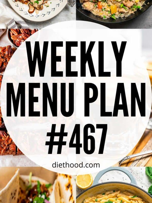 Weekly Menu Plan 467 six image collage Pinterest image.