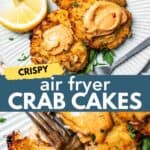 Air fryer crab cakes Pinterest image.