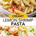 Lemon shrimp pasta Pinterest image.
