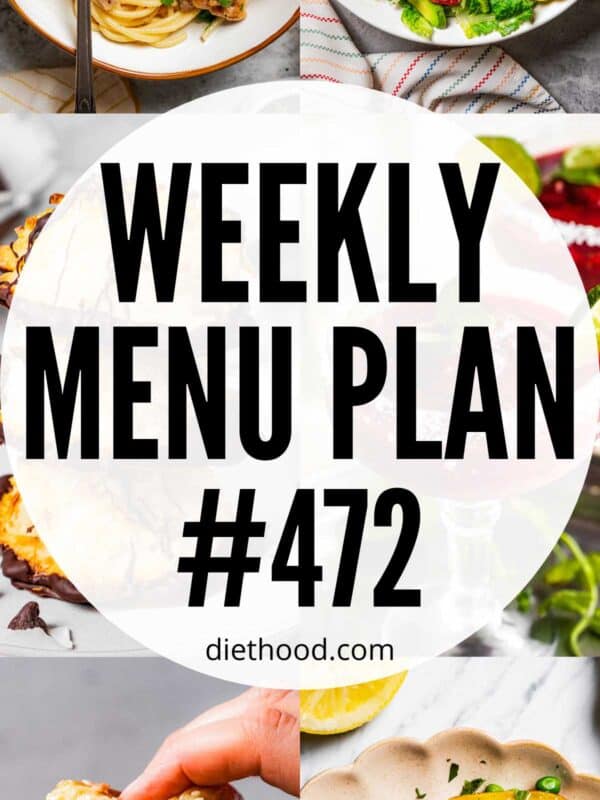 Weekly Menu Plan 472 six image collage Pinterest image.