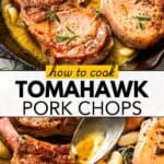 Tomahawk pork chops Pinterest image.