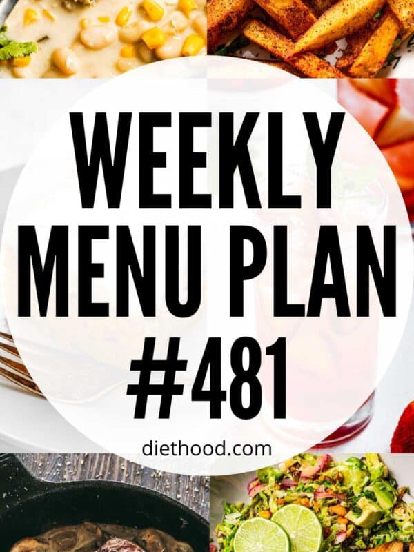 Weekly Menu Plan 481 six image collage Pinterest image.