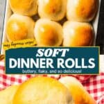 Soft dinner rolls Pinterest image.