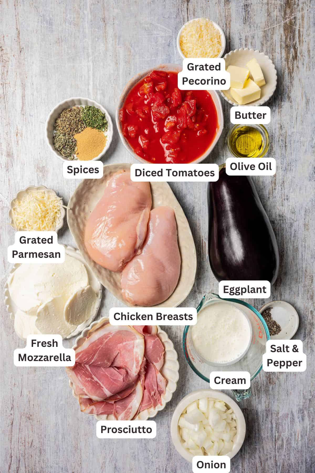 Ingredients for chicken sorrentino.