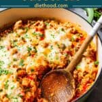 Stuffed pepper casserole Pinterest image.