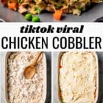 Chicken cobbler Pinterest collage image.