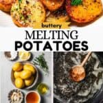 Melting potatoes Pinterest collage image.