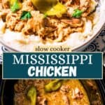 Crock Pot Mississippi chicken Pinterest image.