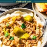 Crockpot Mississippi chicken Pinterest image.