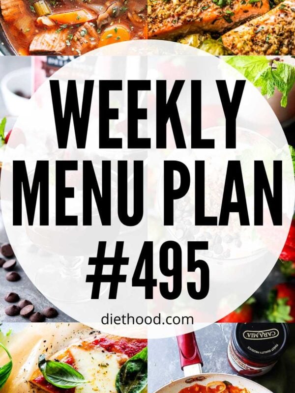 Weekly Menu Plan 495 six image collage Pinterest image.