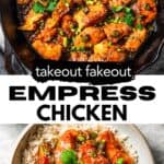 Empress Chicken long Pinterest sharing image.