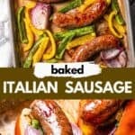 Long Pinterest collage image for Italian sausage.