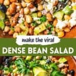 Long Pinterest collage for Dense Bean Salad.