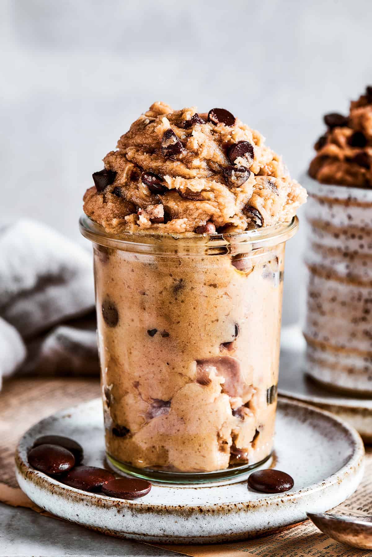 Edible Cookie Dough Edible Cookie Dough served in a glass jar.