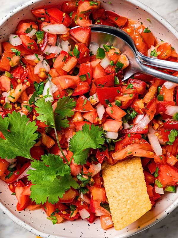 A bowl of homemade pico de gallo.