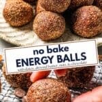 Photo collage of energy balls with the recipe title in a text overlay.