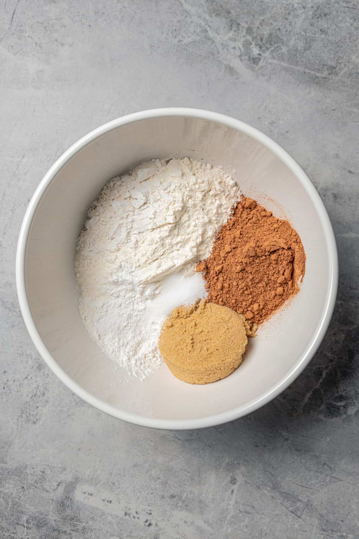 Dry pancake ingredients in a bowl.
