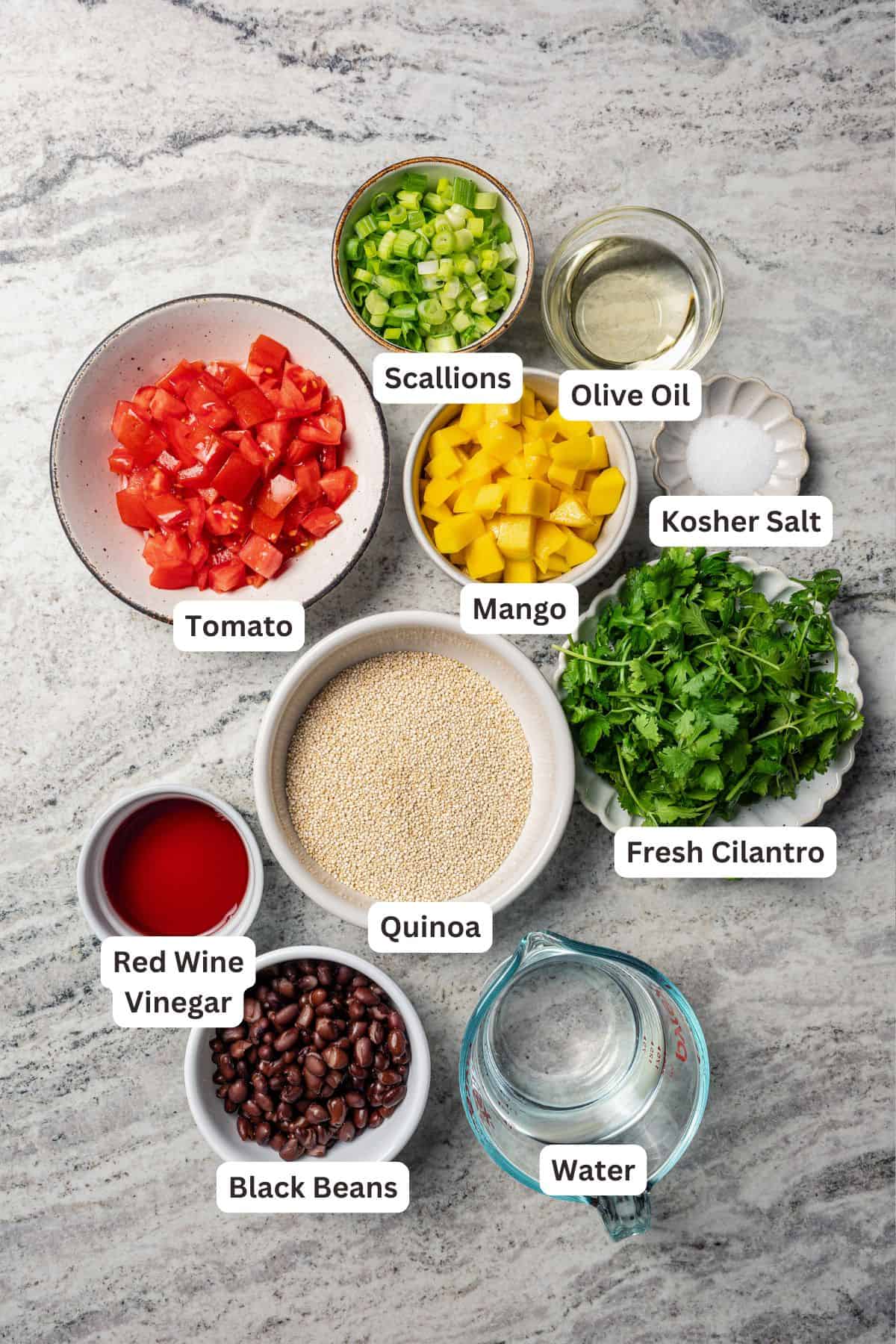 Ingredients for Quinoa Black Bean Salad.