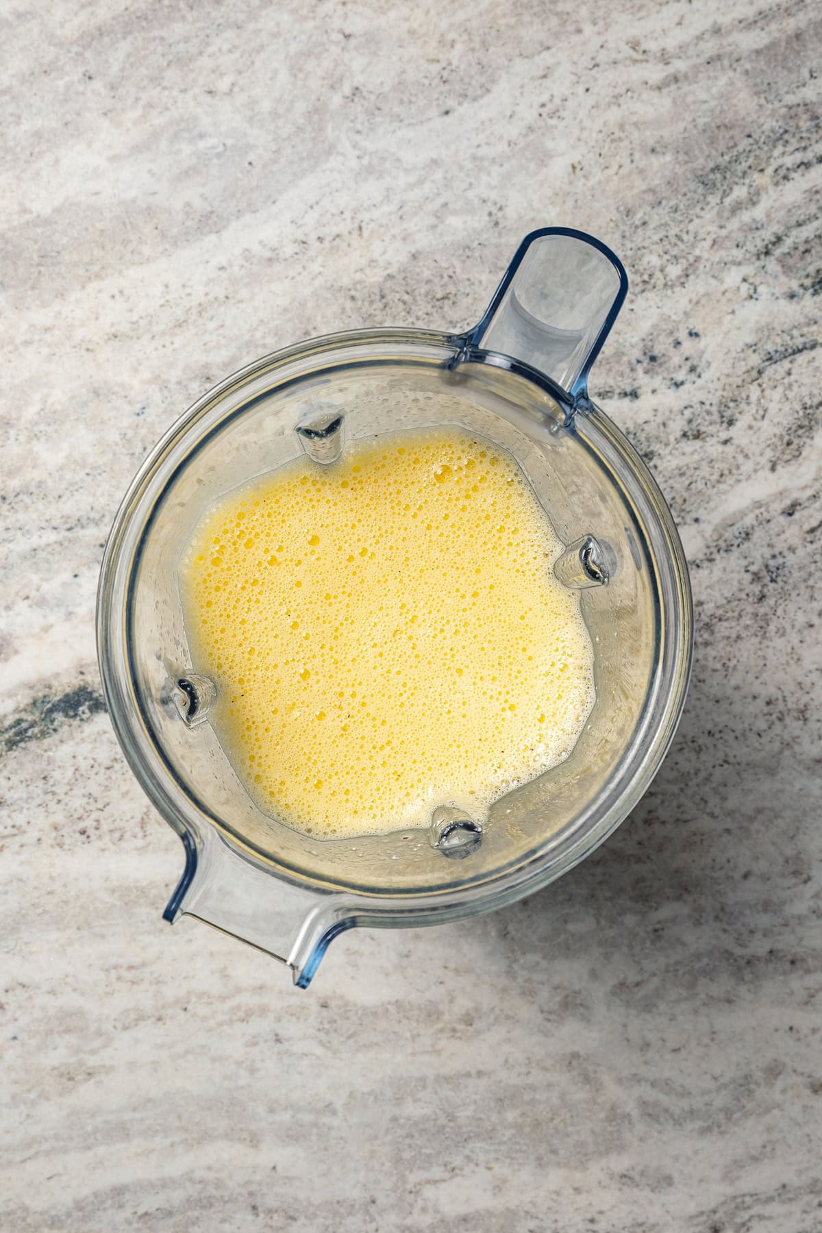 Egg mixture inside the blender.