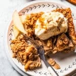 A fork cutting into baked oatmeal.