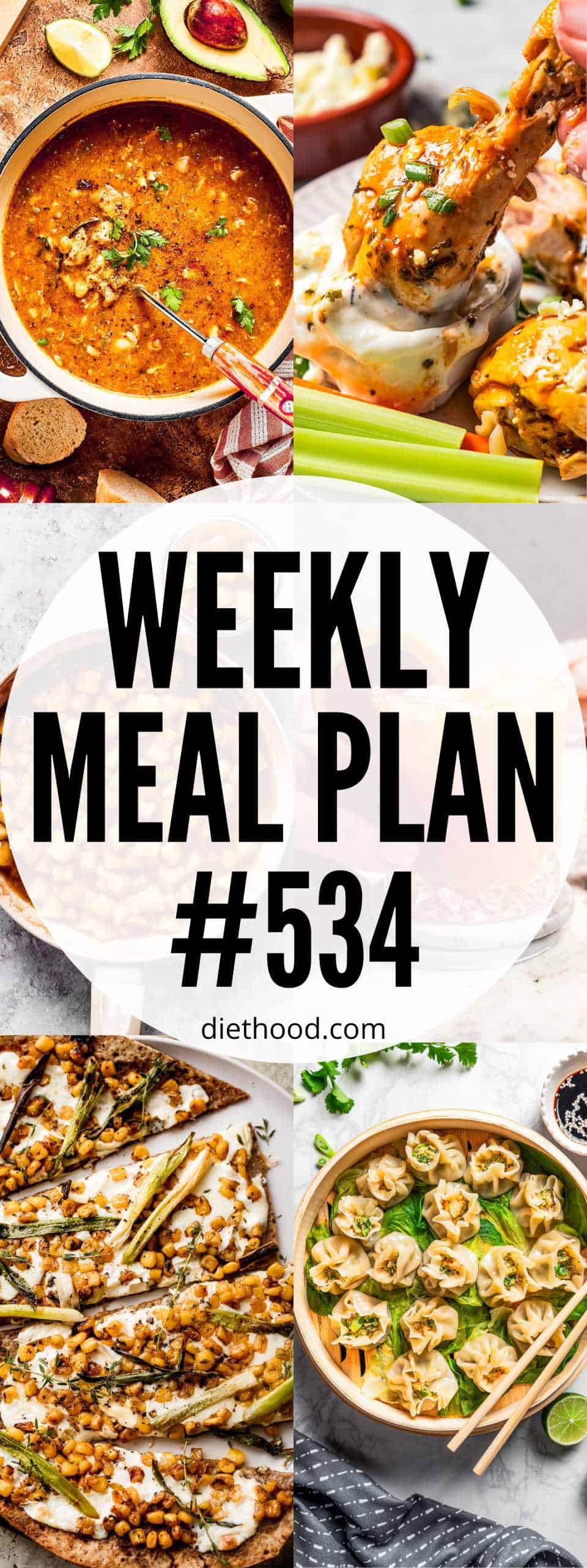 Weekly Meal Plan by Diethood Meal plan 534 food collage with text overlay.