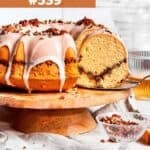 Bundt cake on a cake stand.