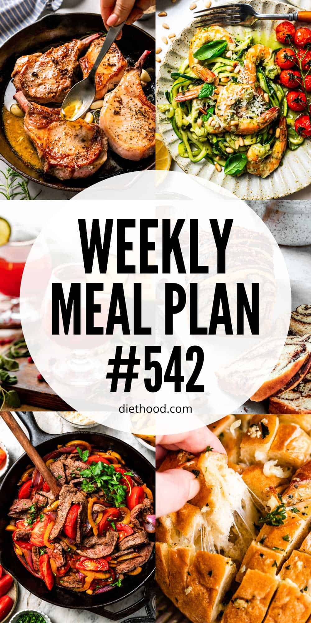 Meal plan food collage with text overlay.