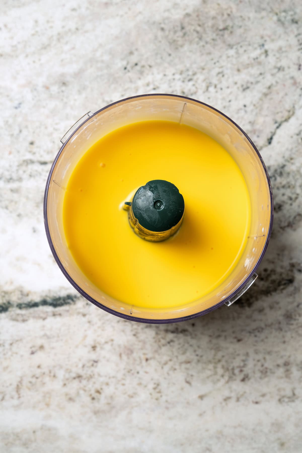 Hollandaise sauce inside the blender.