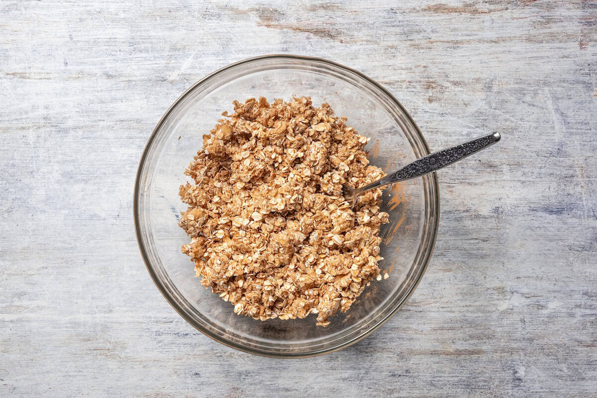 Oat topping in a bowl.