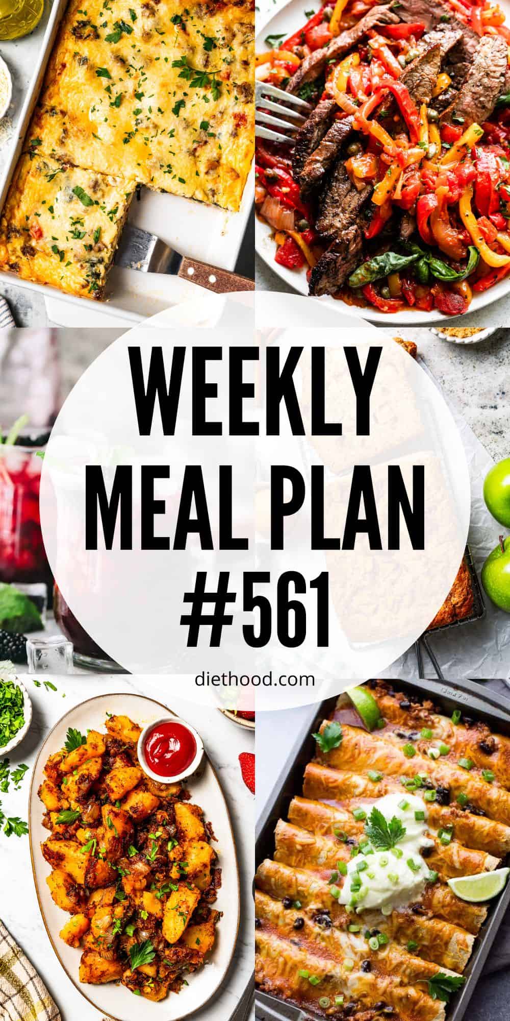 Meal plan food collage with text overlay.