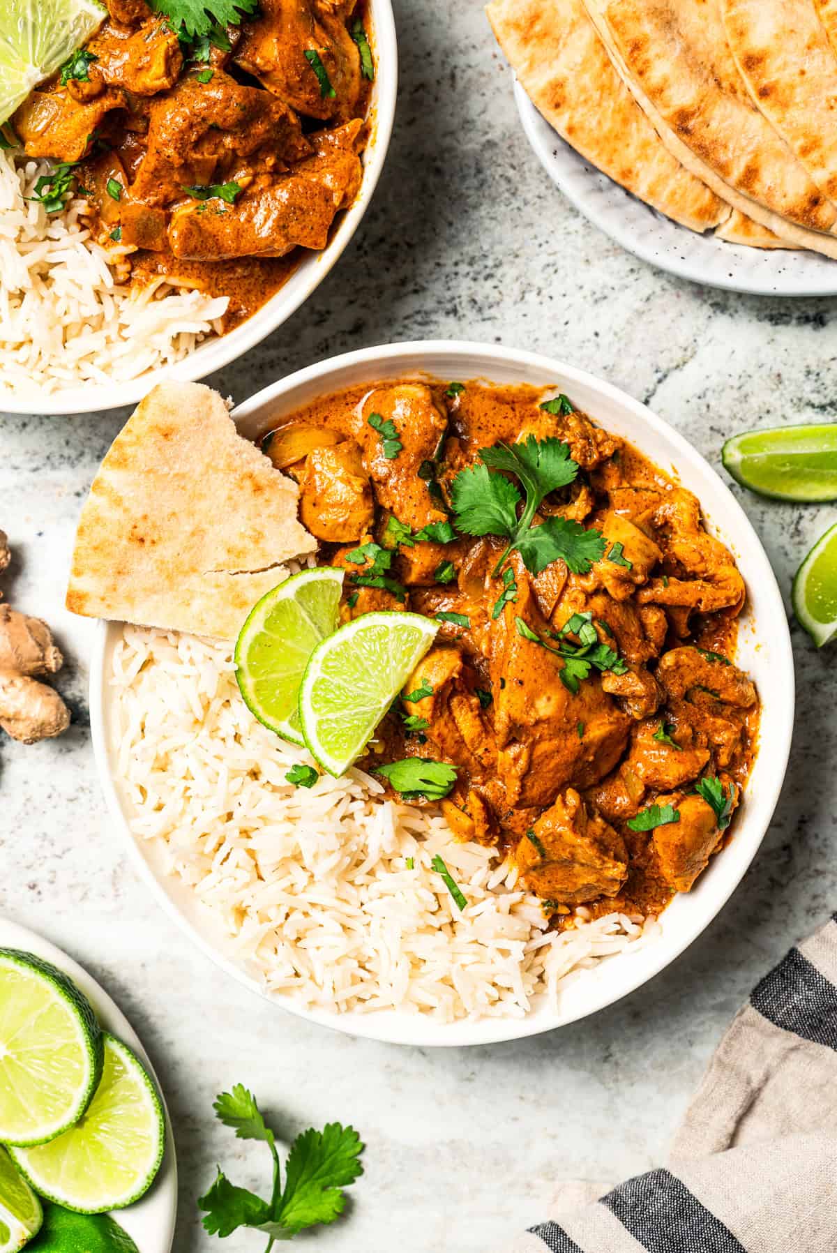 Weekly Meal Plan A bowl of Indian butter chicken served over rice.