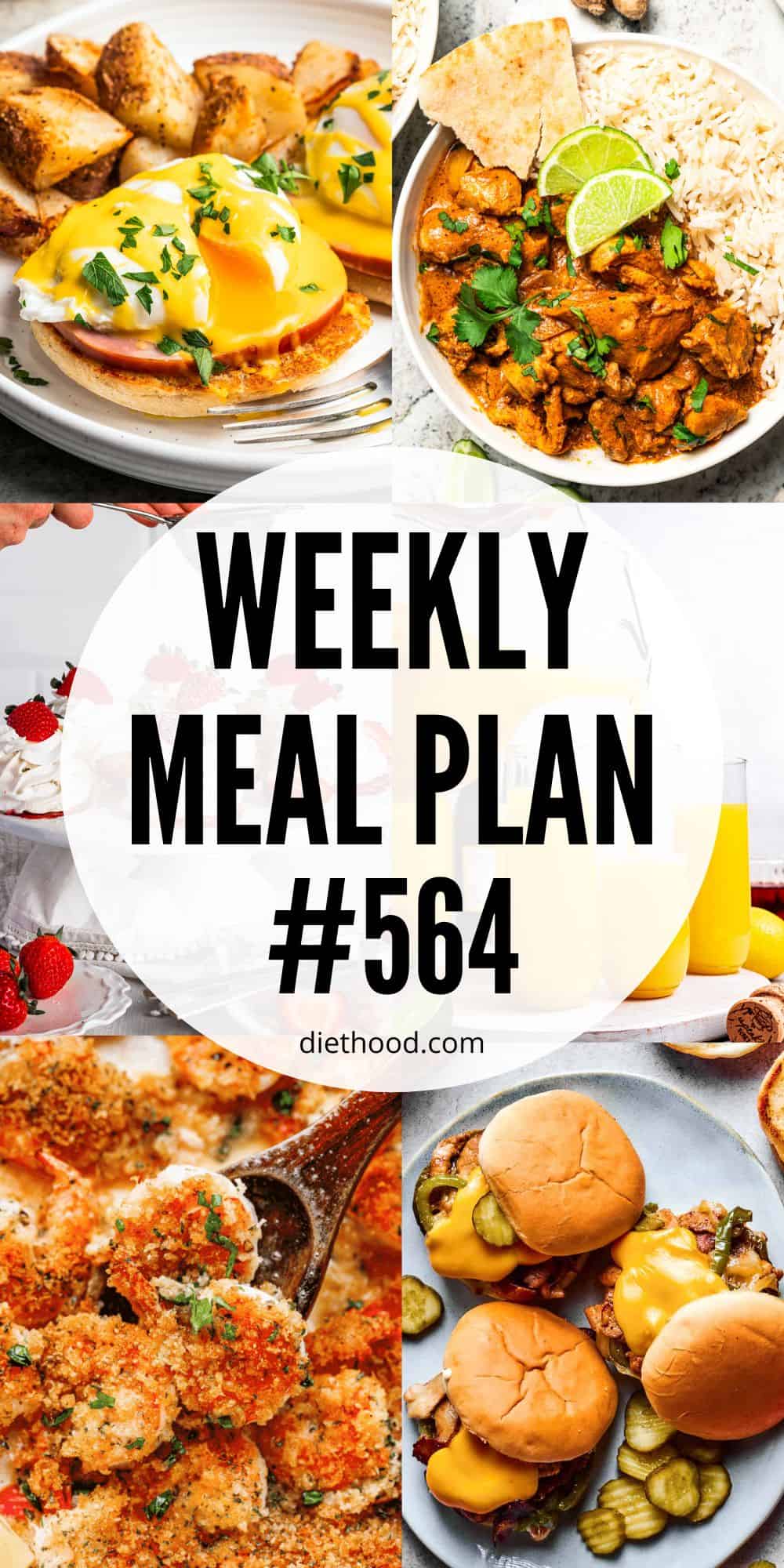 Weekly Meal Plan by Diethood Meal plan food collage with text overlay.