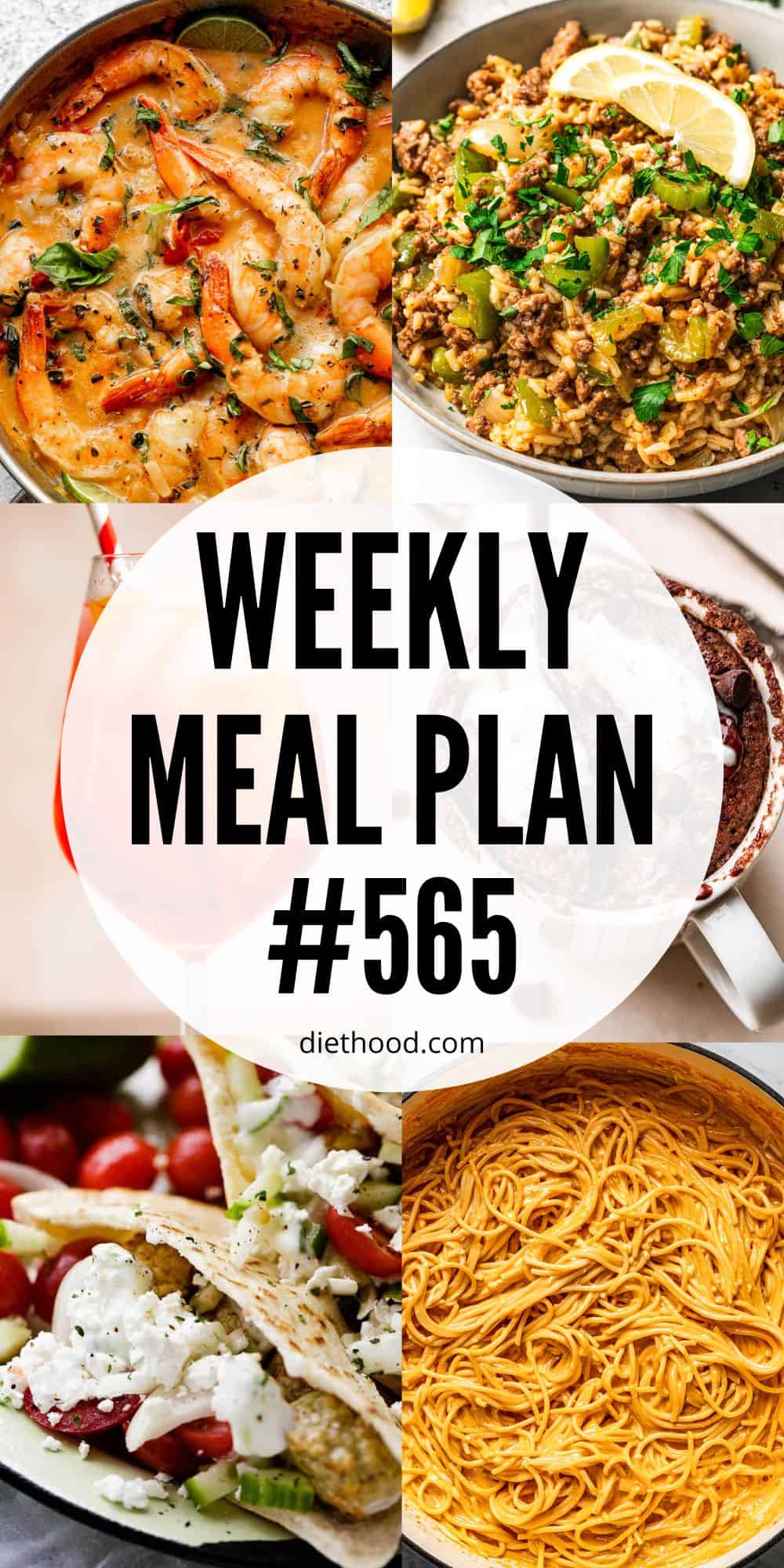 Weekly Meal Plan by Diethood Meal plan food collage with text overlay.