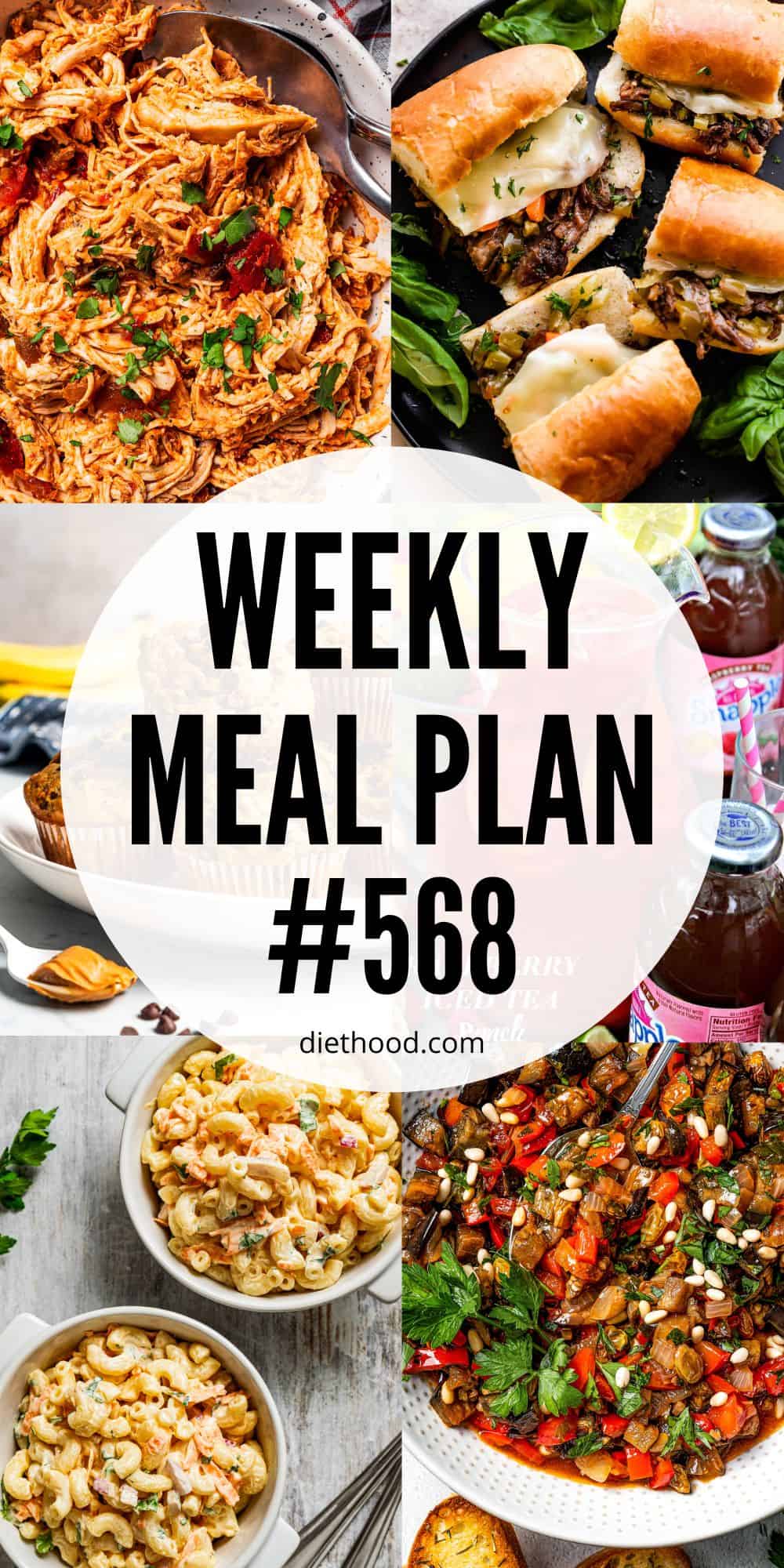 Meal plan food collage with text overlay.